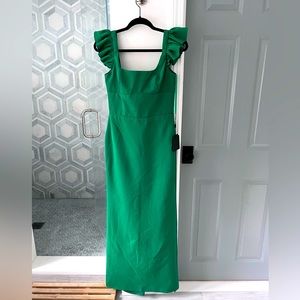 Ruffled Cap-Sleeve Gown